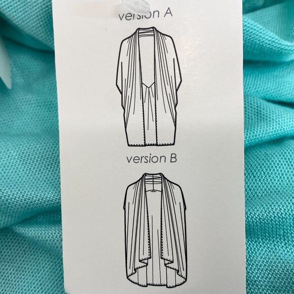 Three Dots Versatile Lightweight Cardigan Sweater L Wear Long or Short Aqua $125 - Picture 9 of 11